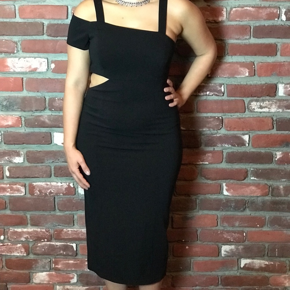 JayGodfrey Sexy Midi Cut-out Little Black Dress